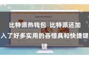 比特派热钱包 比特派还加入了好多实用的吝惜具和快捷键