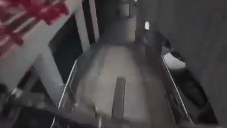 Biker Takes a Wild Descent: Epic Staircase Fail Ends in SHOCKING Collision!