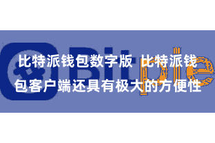 比特派钱包数字版  比特派钱包客户端还具有极大的方便性